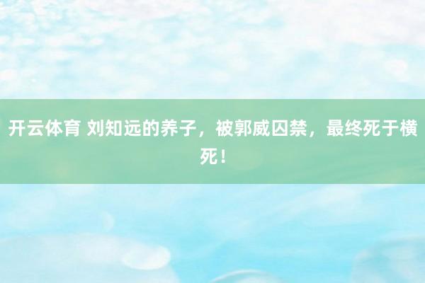 开云体育 刘知远的养子，被郭威囚禁，最终死于横死！