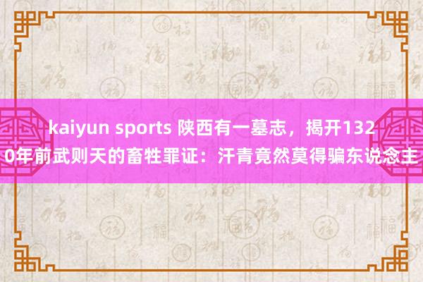 kaiyun sports 陕西有一墓志，揭开1320年前武则天的畜牲罪证：汗青竟然莫得骗东说念主