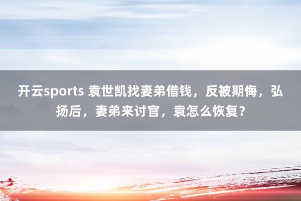 开云sports 袁世凯找妻弟借钱，反被期侮，弘扬后，妻弟来讨官，袁怎么恢复？