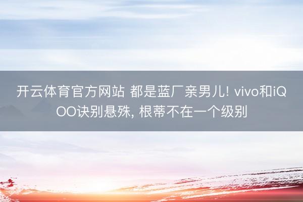 开云体育官方网站 都是蓝厂亲男儿! vivo和iQOO诀别悬殊, 根蒂不在一个级别